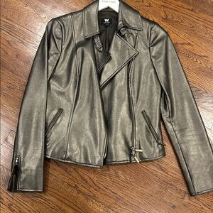 W by Worth Metallic Olive Faux Leather Jacket